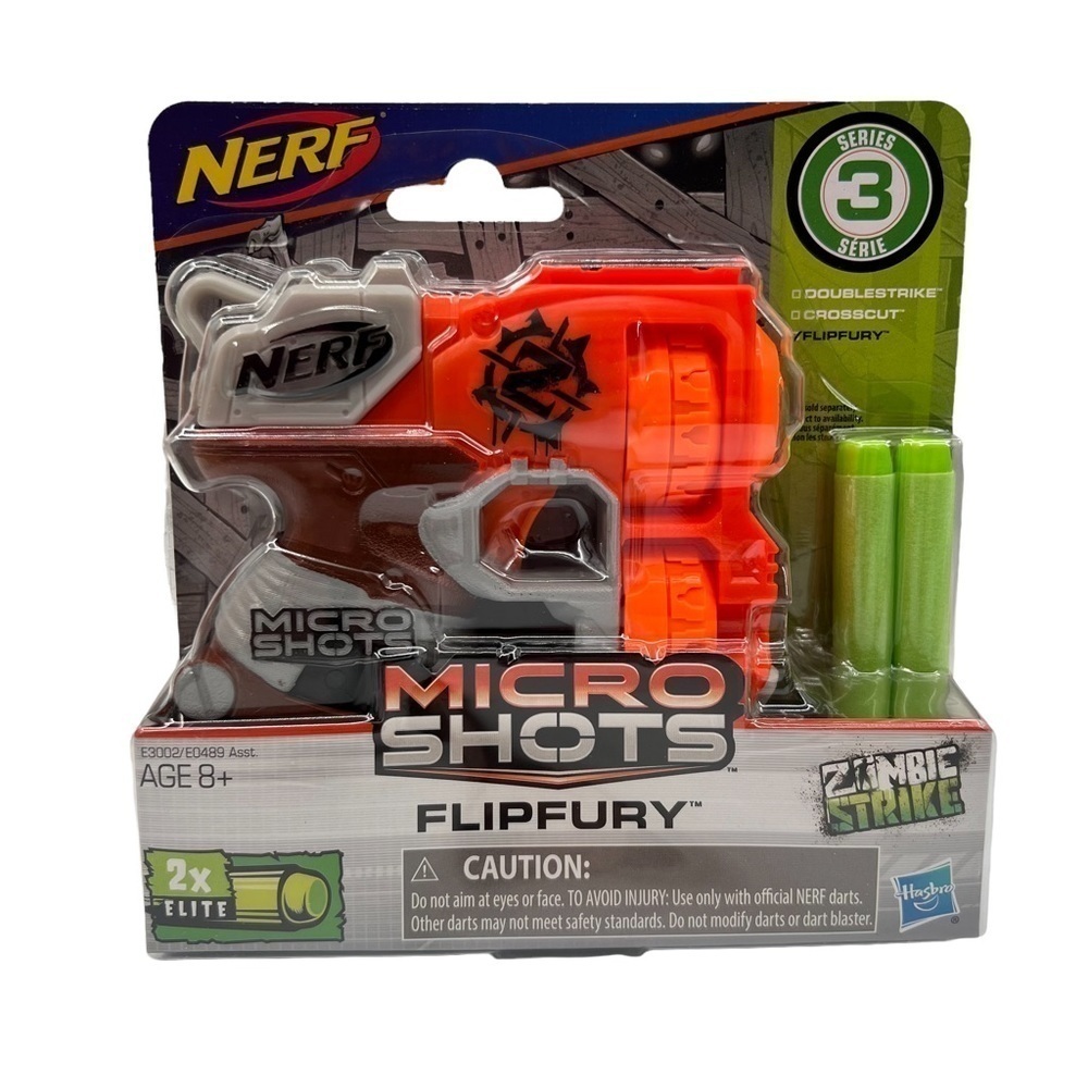 NWT Nerf MicroShots Zombie Strike Flipfury Dart Blaster Toy